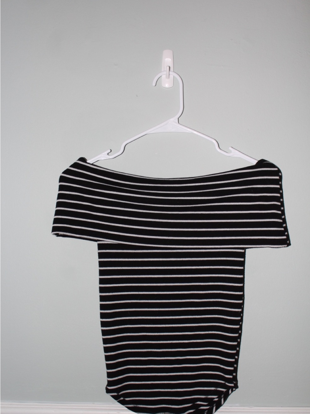 We The Free Black and White Striped Off-the-Shoulder Sweater
